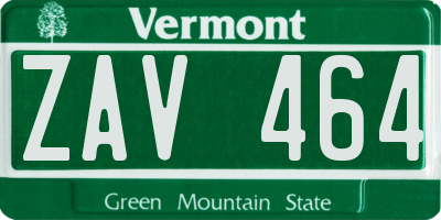 VT license plate ZAV464