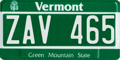 VT license plate ZAV465