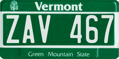 VT license plate ZAV467