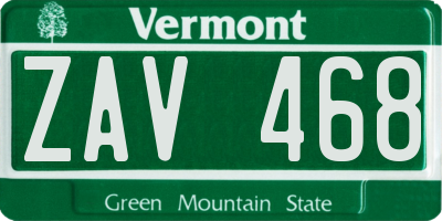 VT license plate ZAV468