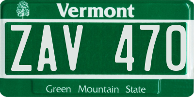 VT license plate ZAV470