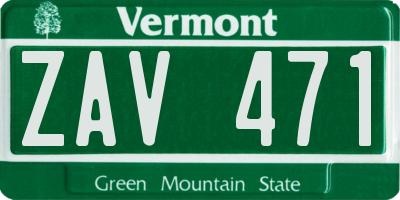 VT license plate ZAV471