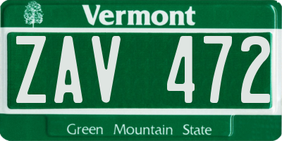 VT license plate ZAV472
