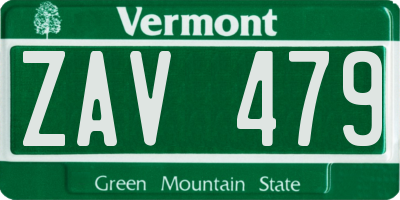 VT license plate ZAV479