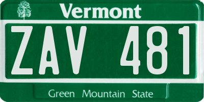 VT license plate ZAV481