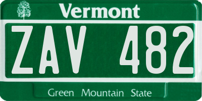 VT license plate ZAV482