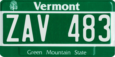 VT license plate ZAV483