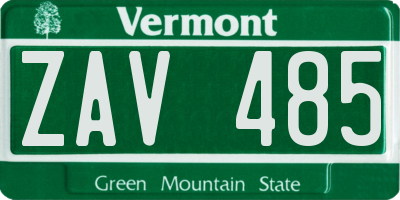VT license plate ZAV485