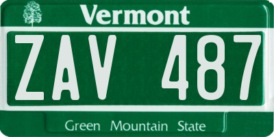 VT license plate ZAV487