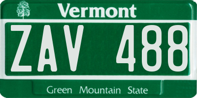 VT license plate ZAV488