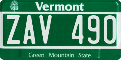 VT license plate ZAV490