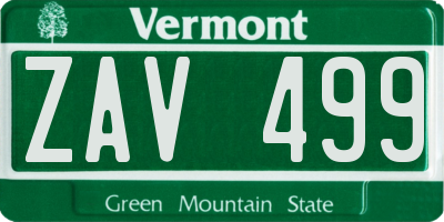 VT license plate ZAV499