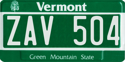 VT license plate ZAV504
