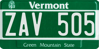 VT license plate ZAV505