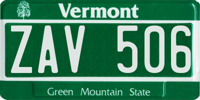 VT license plate ZAV506