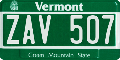 VT license plate ZAV507