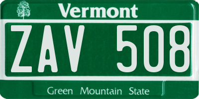 VT license plate ZAV508