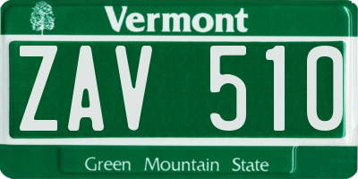 VT license plate ZAV510