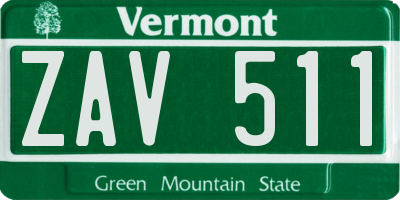 VT license plate ZAV511