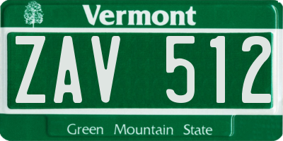 VT license plate ZAV512
