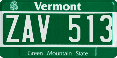 VT license plate ZAV513