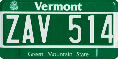 VT license plate ZAV514