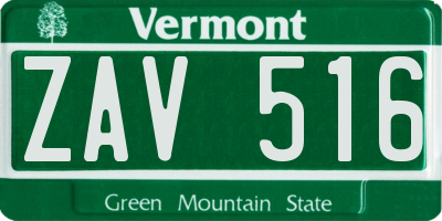 VT license plate ZAV516