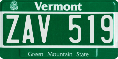 VT license plate ZAV519