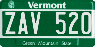 VT license plate ZAV520
