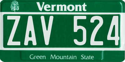 VT license plate ZAV524