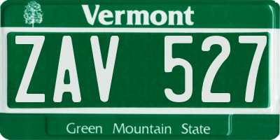 VT license plate ZAV527