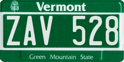 VT license plate ZAV528