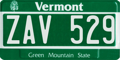 VT license plate ZAV529