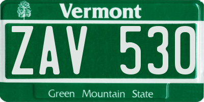VT license plate ZAV530