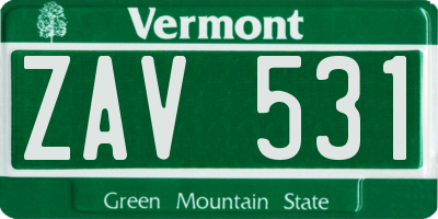 VT license plate ZAV531