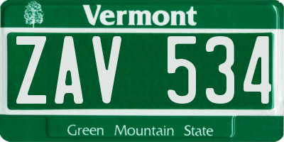 VT license plate ZAV534