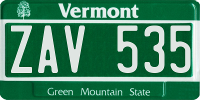 VT license plate ZAV535