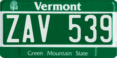 VT license plate ZAV539