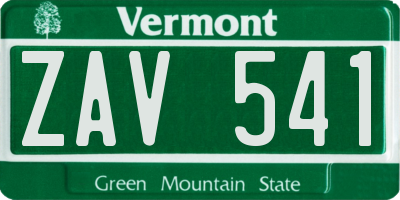 VT license plate ZAV541