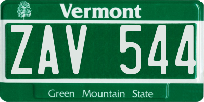 VT license plate ZAV544