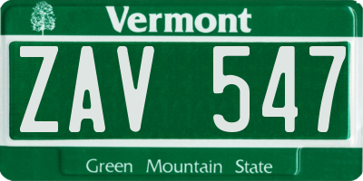 VT license plate ZAV547