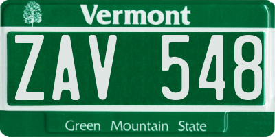 VT license plate ZAV548