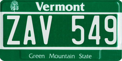 VT license plate ZAV549