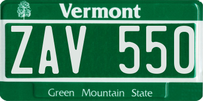 VT license plate ZAV550