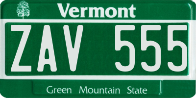 VT license plate ZAV555