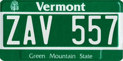VT license plate ZAV557