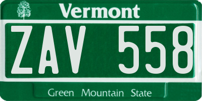 VT license plate ZAV558