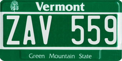 VT license plate ZAV559