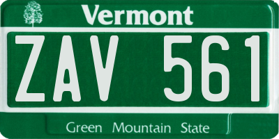 VT license plate ZAV561
