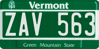 VT license plate ZAV563